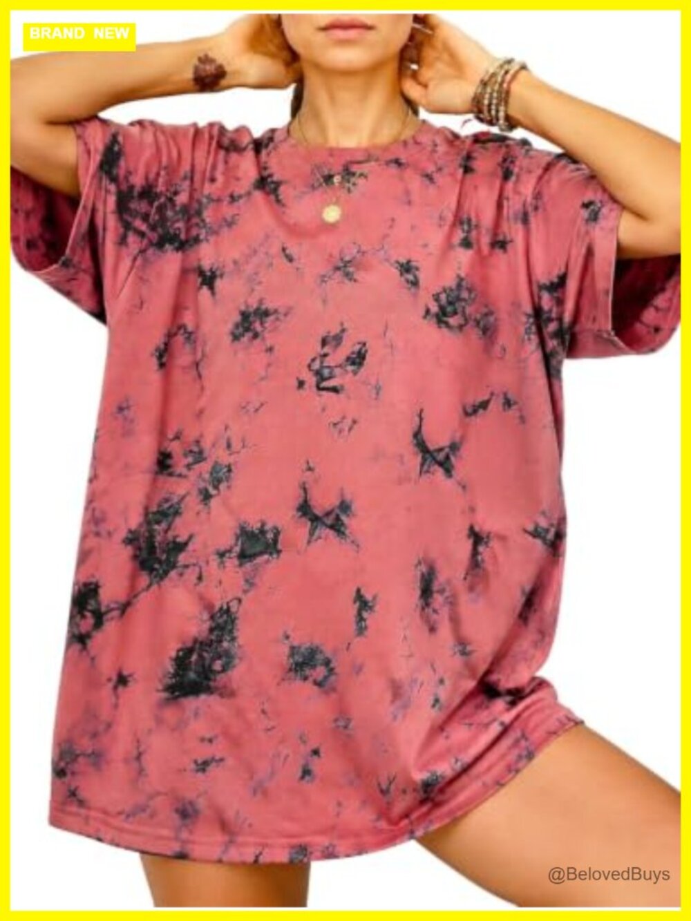 Oversized Tie Dye Drop Shoulder Tee Short Sleeve Y2K Top